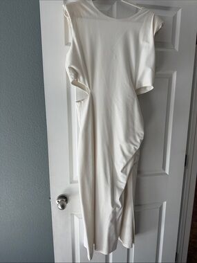 Zara Cream Asymmetrical Cutout Midi Dress
